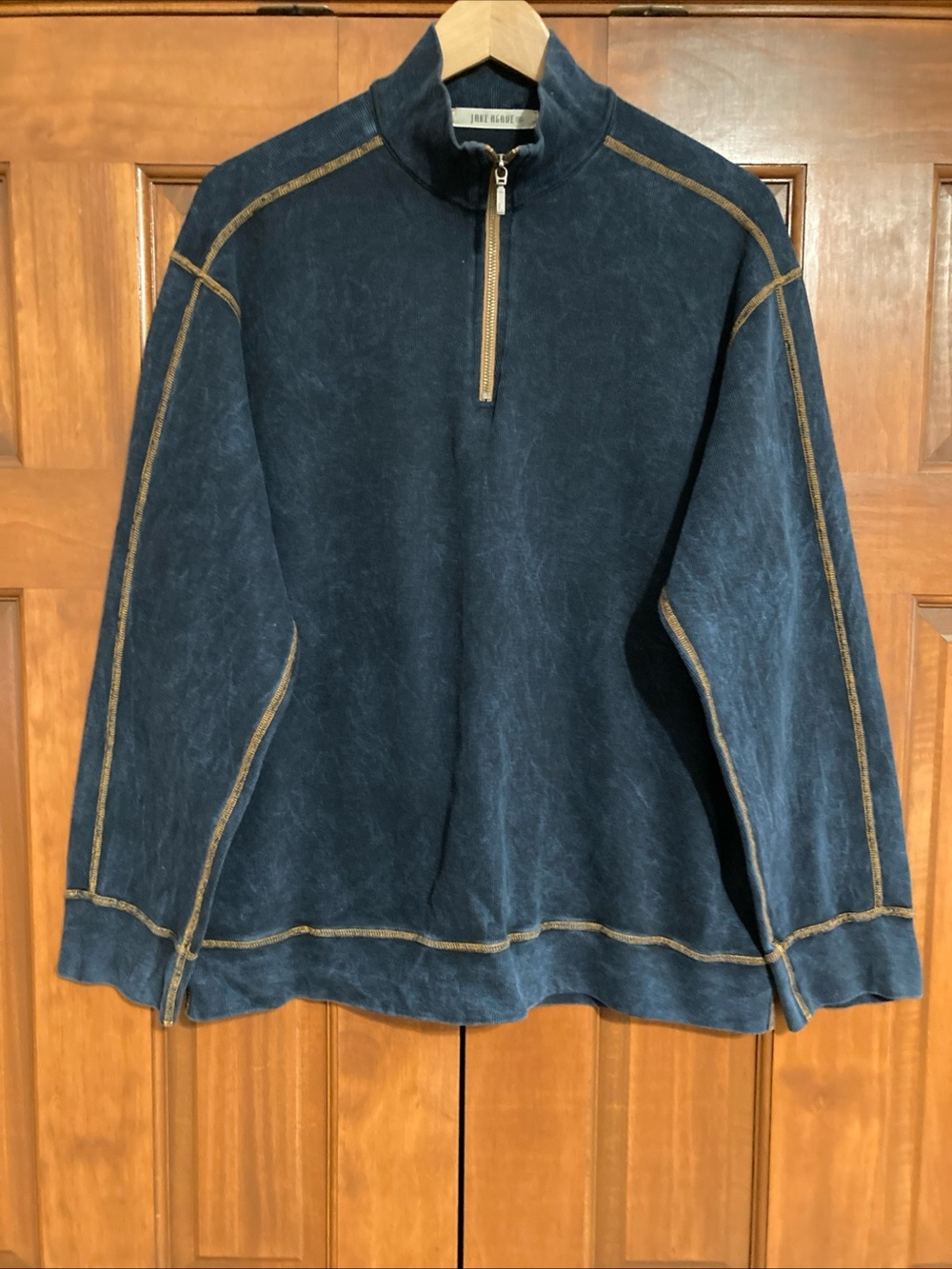 Jake Agave Men's Rambler stonewashed blue 1/4 zip Pullover Mens size XL USA